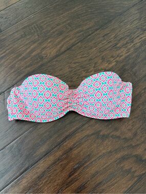 Coco rave mint and pink print bandeau padded swim top 32b